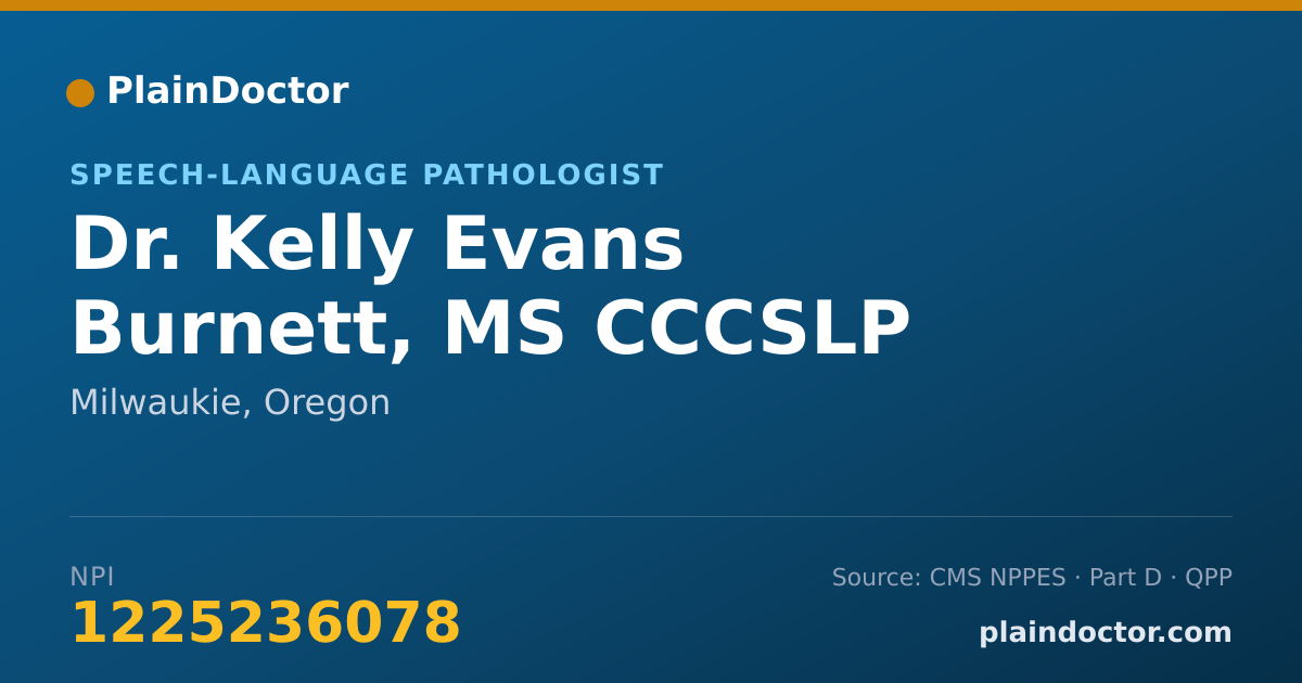 Shareable card for Kelly Evans Burnett, MS CCCSLP - Speech-Language Pathologist, Milwaukie, OR