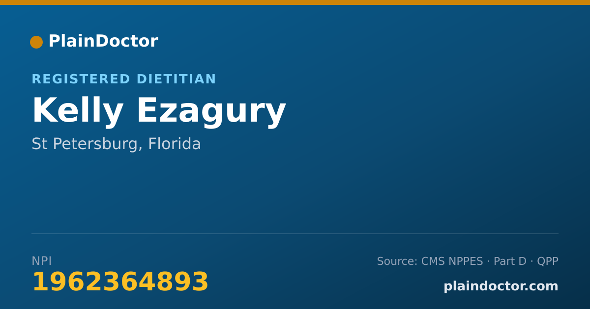 Shareable card for Kelly Ezagury - Registered Dietitian, St Petersburg, FL