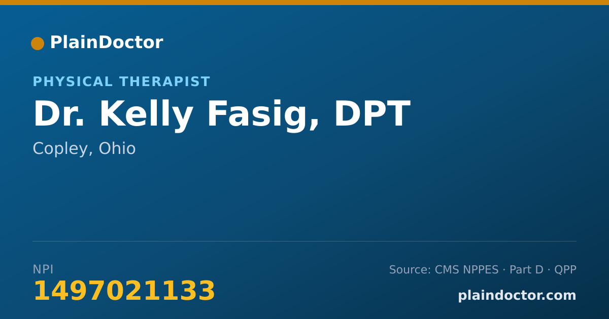 Shareable card for Kelly Fasig, DPT - Physical Therapist, Copley, OH