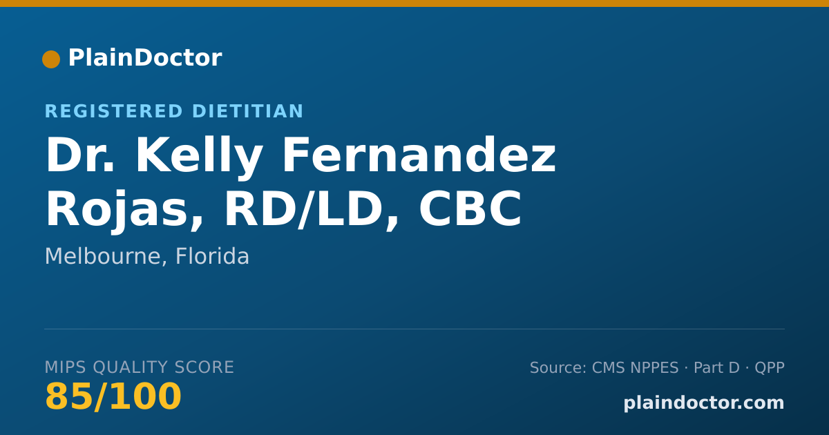 Shareable card for Kelly Fernandez Rojas, RD/LD, CBC - Registered Dietitian, Melbourne, FL