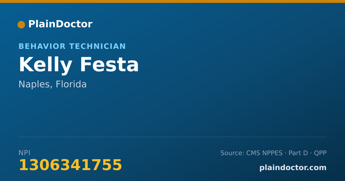 Shareable card for Kelly Festa - Behavior Technician, Naples, FL