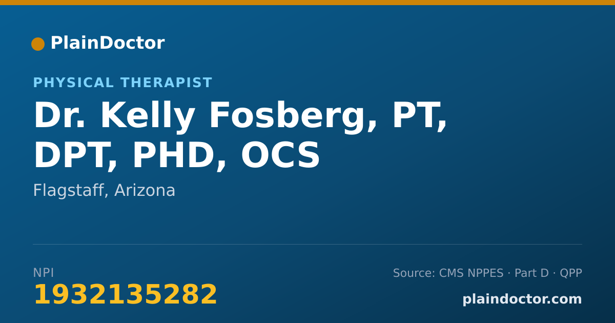 Shareable card for Kelly Fosberg, PT, DPT, PHD, OCS - Physical Therapist, Flagstaff, AZ
