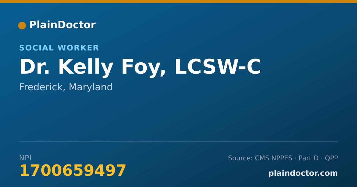 Shareable card for Kelly Foy, LCSW-C - Social Worker, Frederick, MD