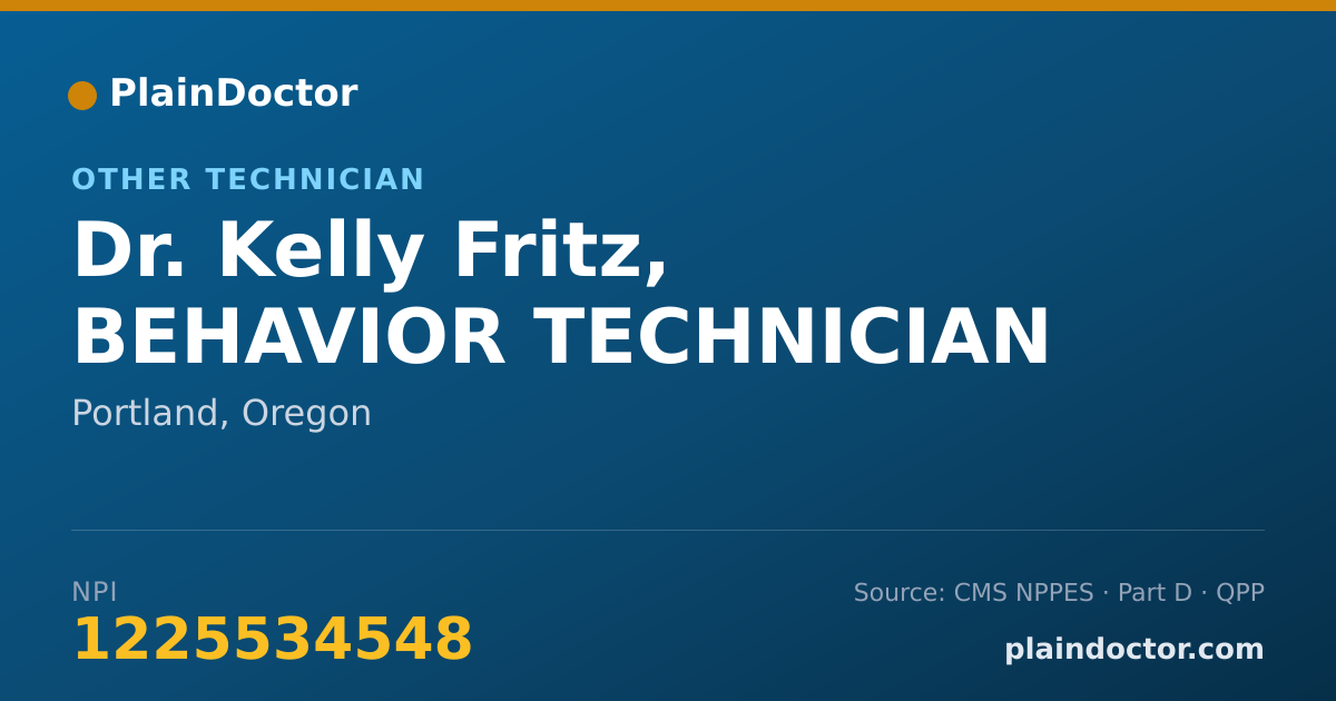 Shareable card for Kelly Fritz, BEHAVIOR TECHNICIAN - Other Technician, Portland, OR
