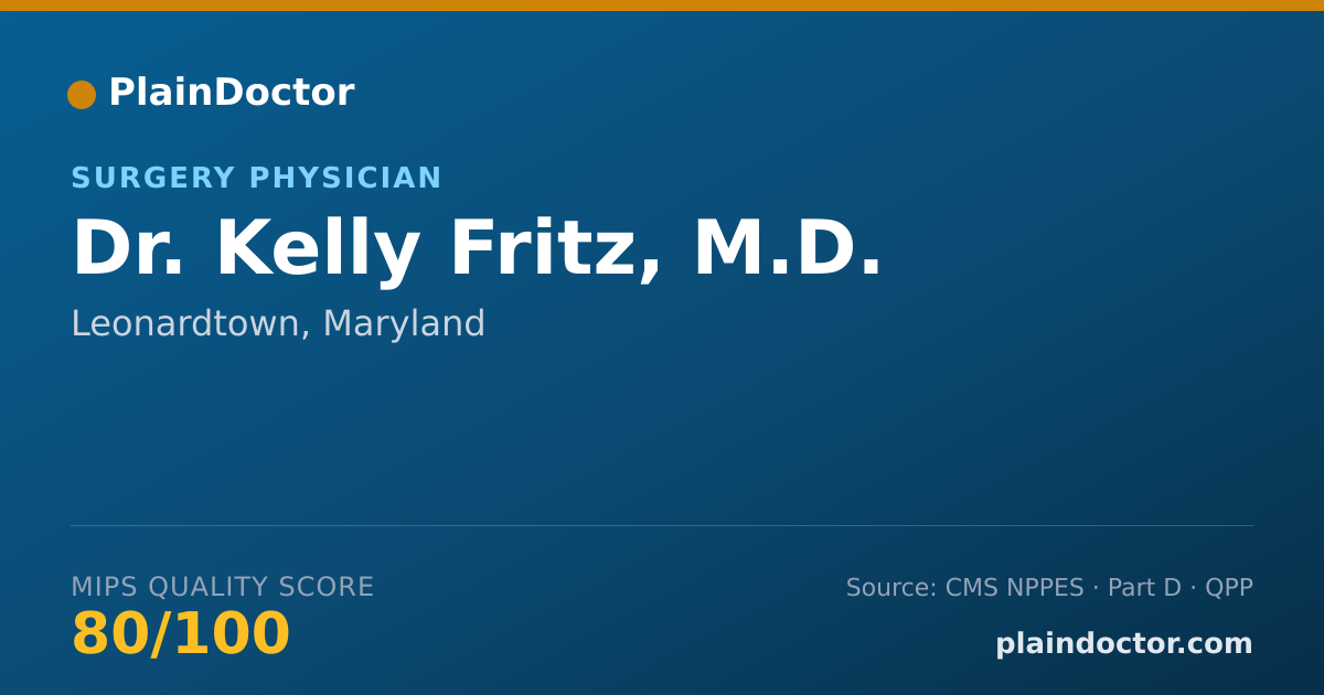 Shareable card for Kelly Fritz, M.D. - Surgery Physician, Leonardtown, MD