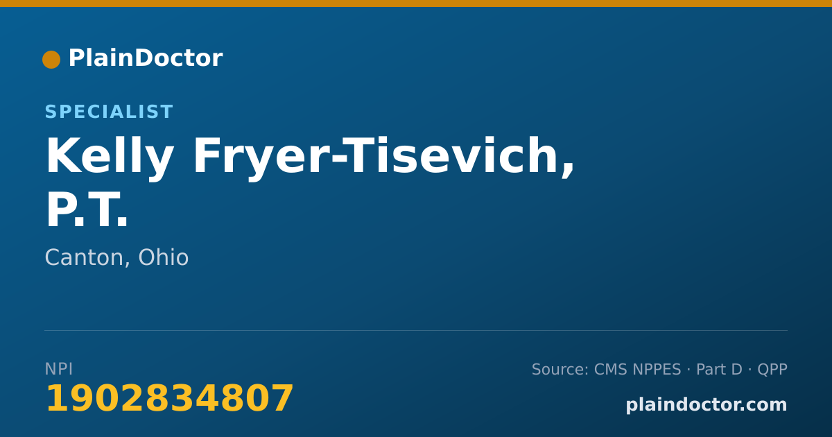 Shareable card for Kelly Fryer-Tisevich, P.T. - Specialist, Canton, OH