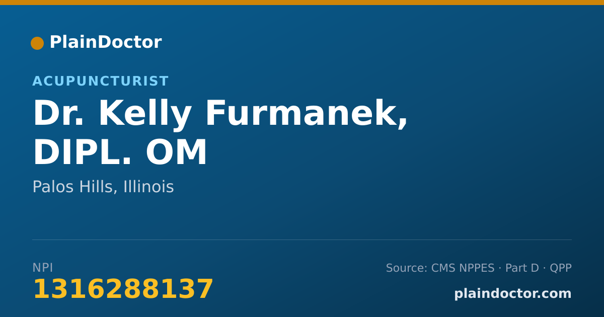 Shareable card for Kelly Furmanek, DIPL. OM - Acupuncturist, Palos Hills, IL