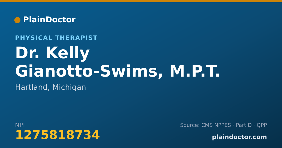Shareable card for Kelly Gianotto-Swims, M.P.T. - Physical Therapist, Hartland, MI