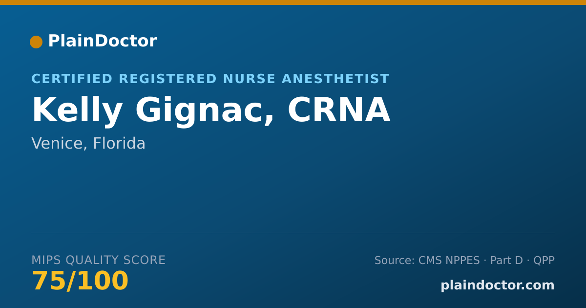 Shareable card for Kelly Gignac, CRNA - Certified Registered Nurse Anesthetist, Venice, FL