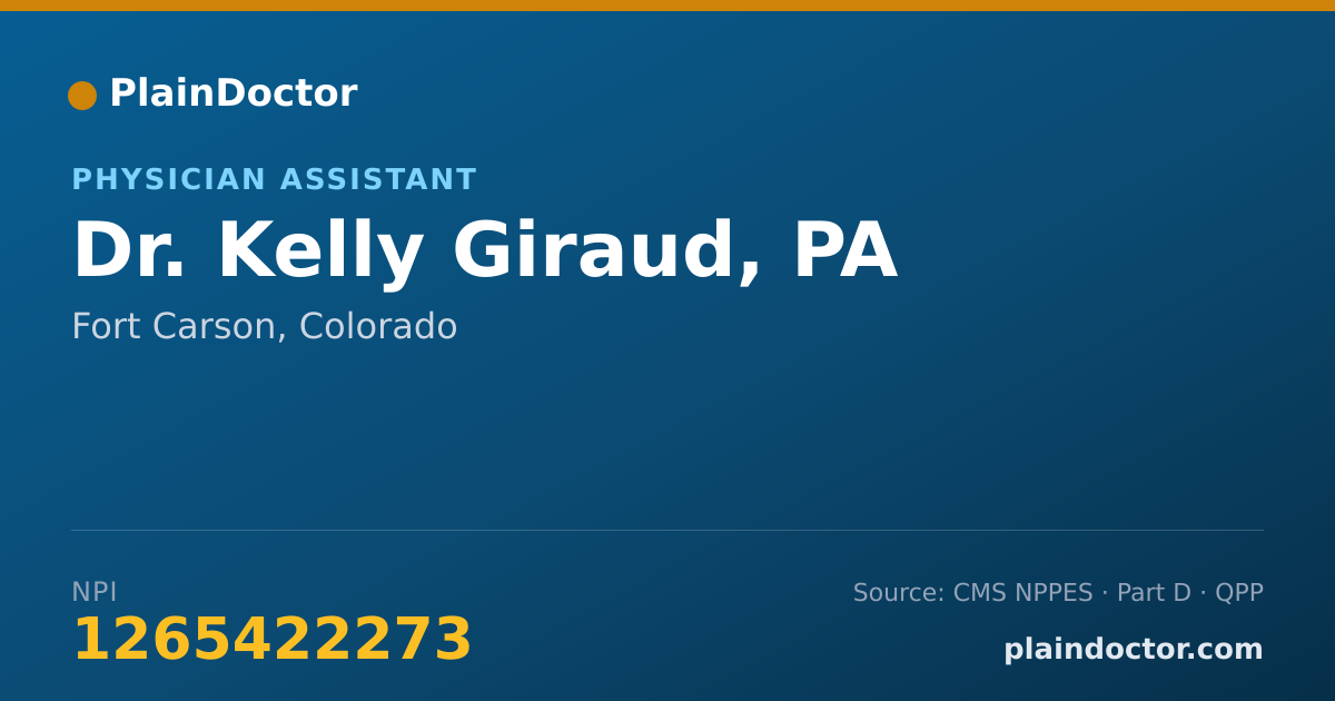 Shareable card for Kelly Giraud, PA - Physician Assistant, Fort Carson, CO