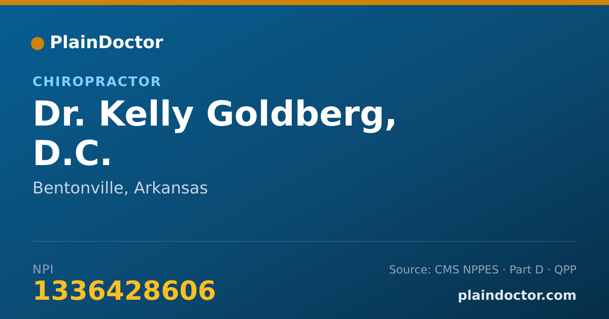 Shareable card for Kelly Goldberg, D.C. - Chiropractor, Bentonville, AR