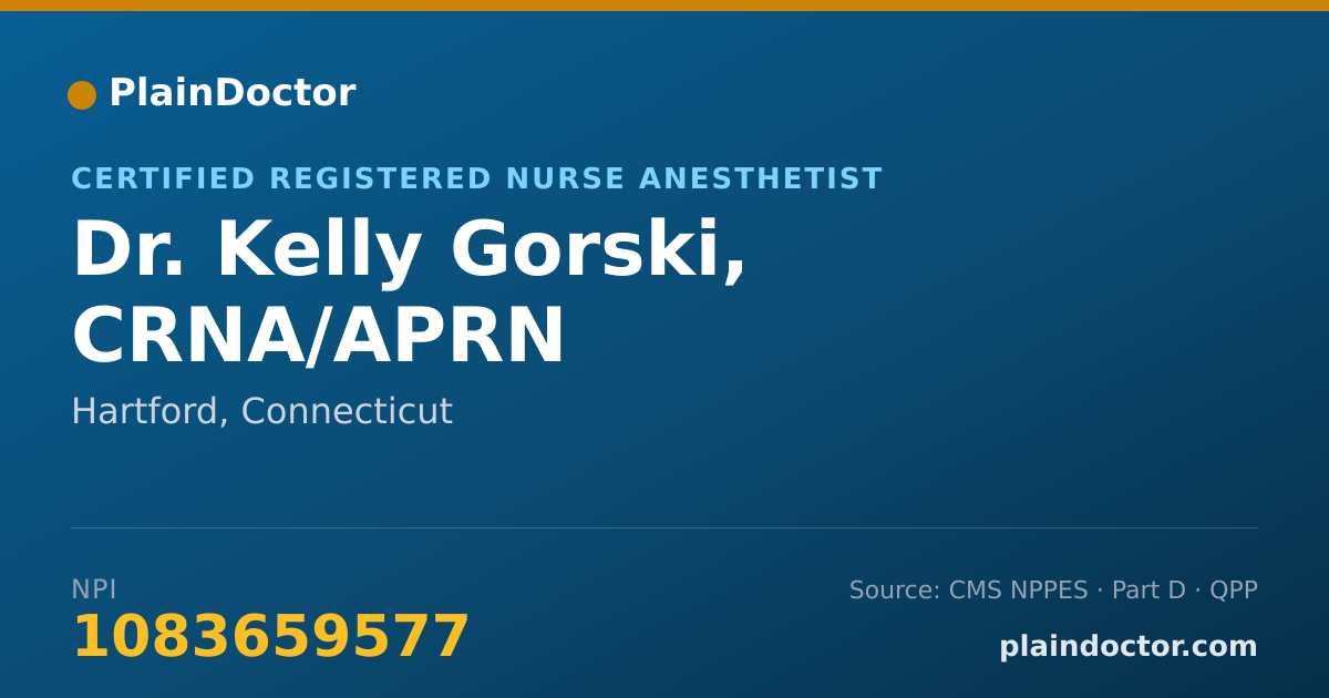 Shareable card for Kelly Gorski, CRNA/APRN - Certified Registered Nurse Anesthetist, Hartford, CT