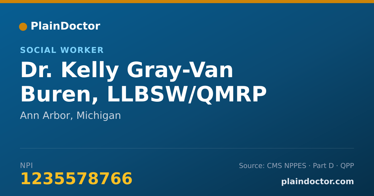 Shareable card for Kelly Gray-Van Buren, LLBSW/QMRP - Social Worker, Ann Arbor, MI