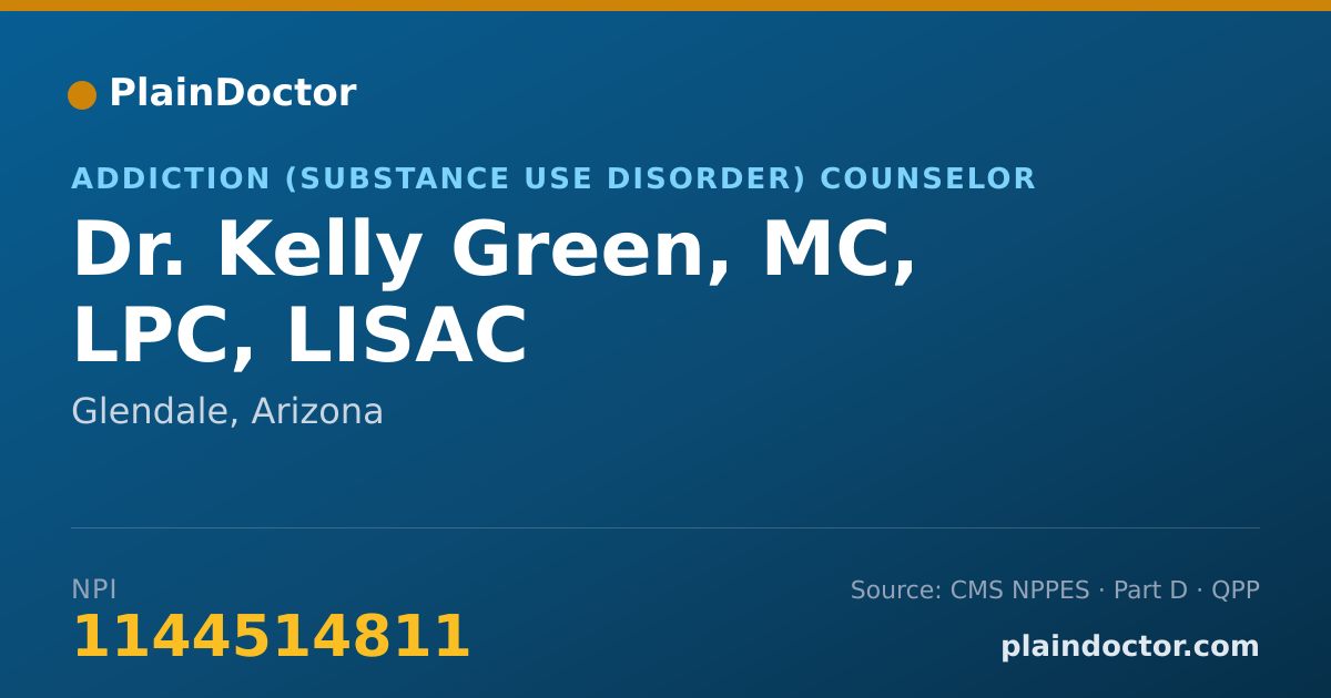 Shareable card for Kelly Green, MC, LPC, LISAC - Addiction (Substance Use Disorder) Counselor, Glendale, AZ