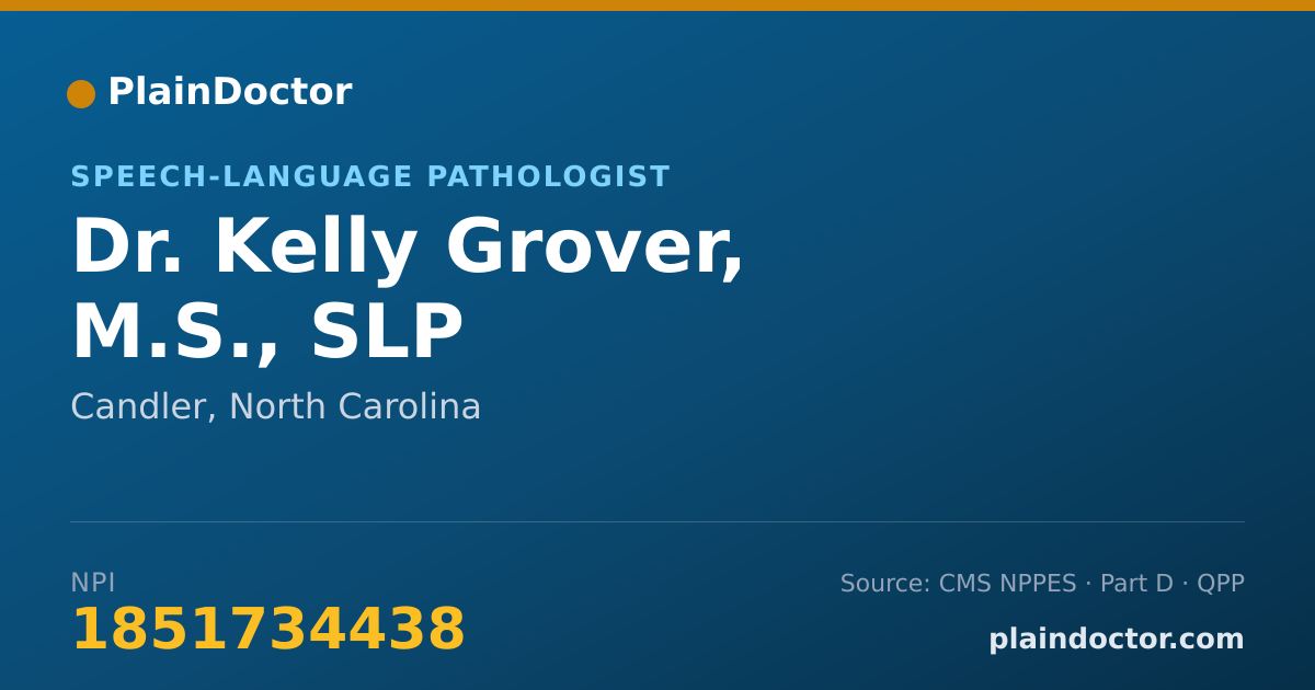 Shareable card for Kelly Grover, M.S., SLP - Speech-Language Pathologist, Candler, NC