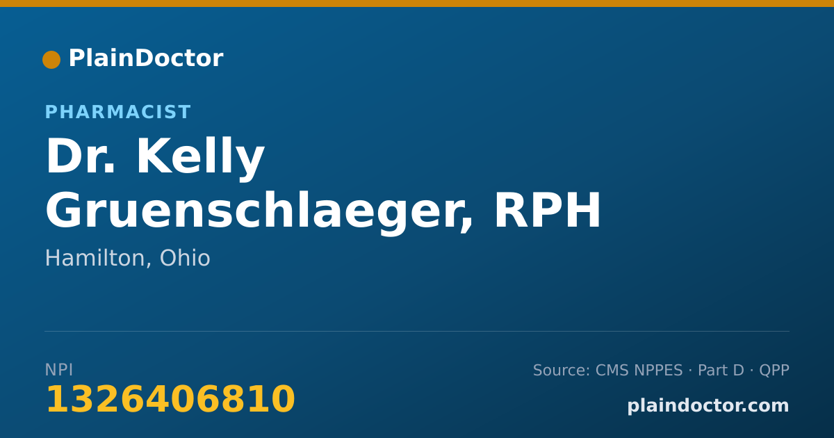 Shareable card for Kelly Gruenschlaeger, RPH - Pharmacist, Hamilton, OH