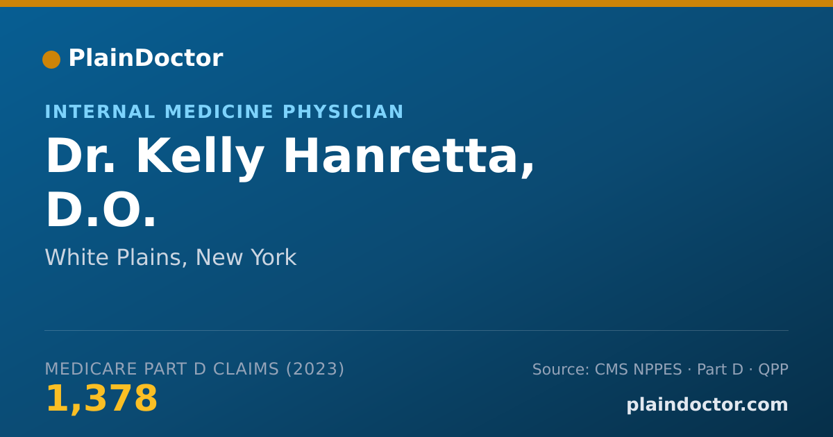 Shareable card for Kelly Hanretta, D.O. - Internal Medicine Physician, White Plains, NY