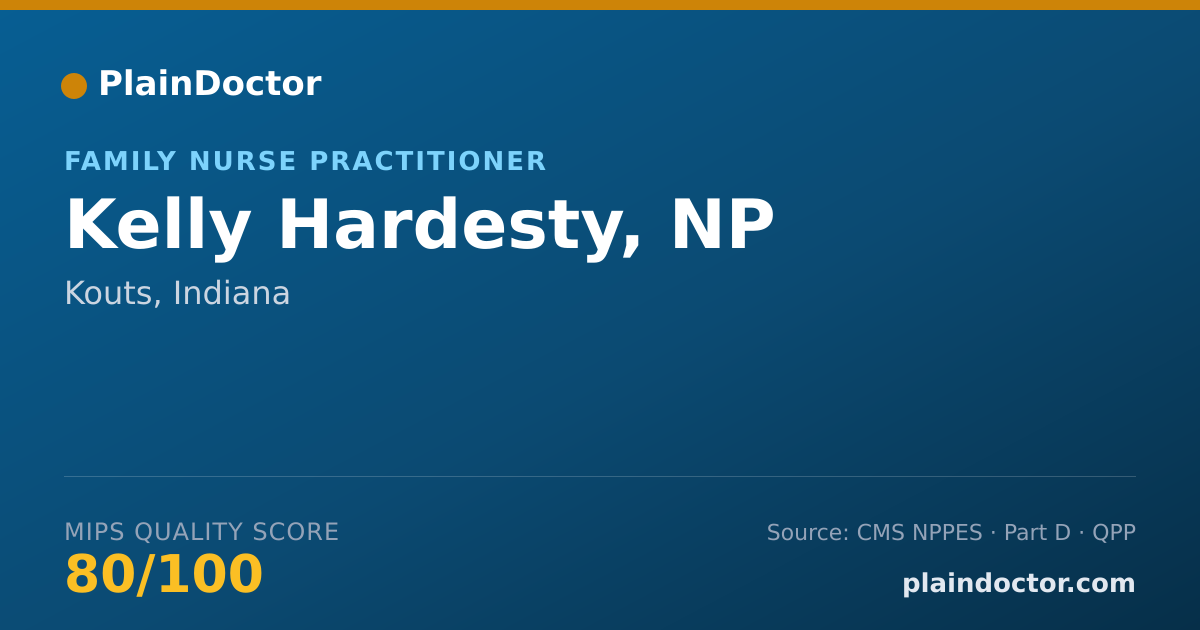 Shareable card for Kelly Hardesty, NP - Family Nurse Practitioner, Kouts, IN