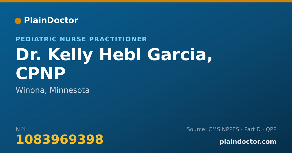 Shareable card for Kelly Hebl Garcia, CPNP - Pediatric Nurse Practitioner, Winona, MN