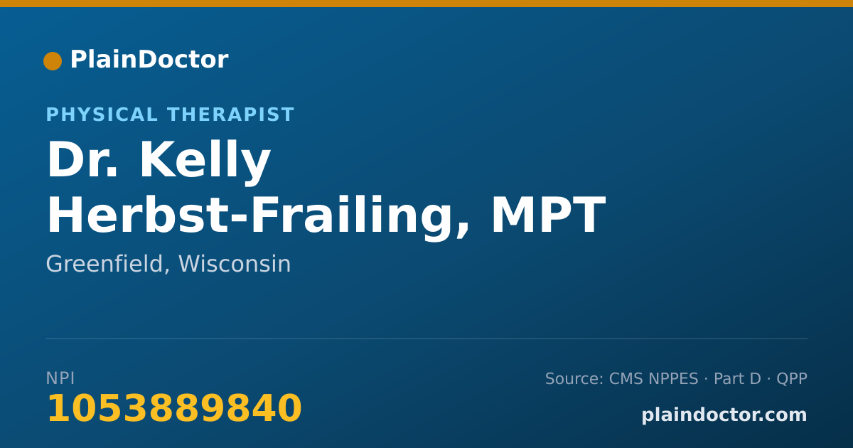 Shareable card for Kelly Herbst-Frailing, MPT - Physical Therapist, Greenfield, WI