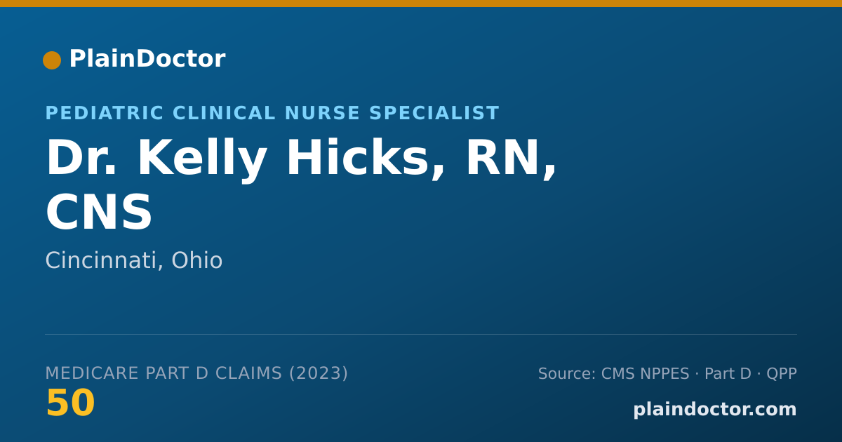 Shareable card for Kelly Hicks, RN, CNS - Pediatric Clinical Nurse Specialist, Cincinnati, OH