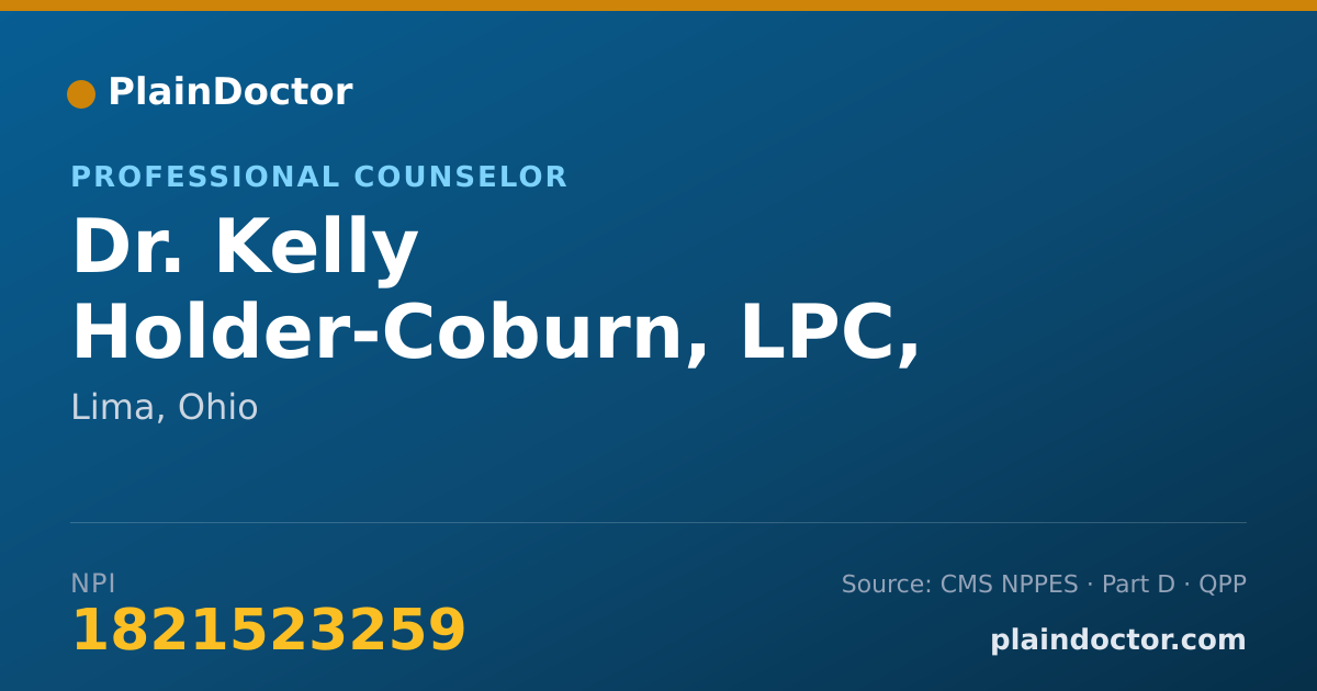 Shareable card for Kelly Holder-Coburn, LPC, LICDC - Professional Counselor, Lima, OH