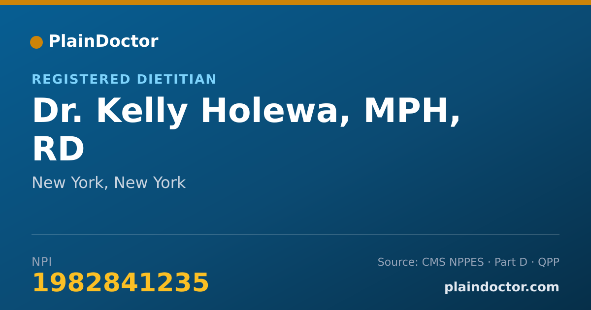 Shareable card for Kelly Holewa, MPH, RD - Registered Dietitian, New York, NY