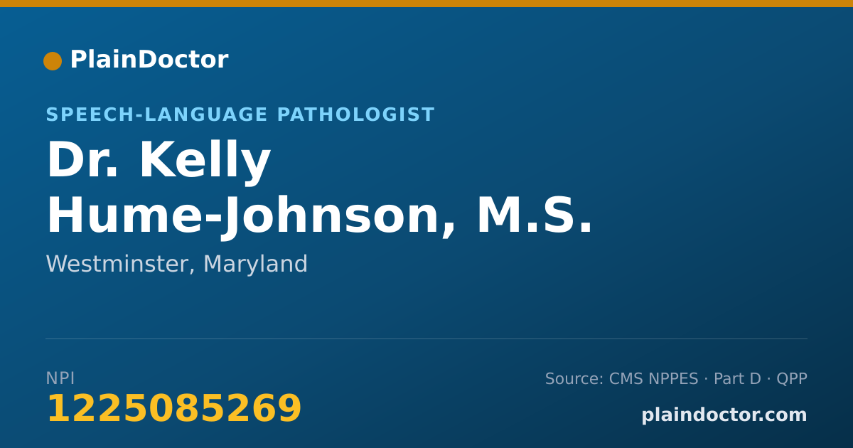 Shareable card for Kelly Hume-Johnson, M.S. CCC-SLP - Speech-Language Pathologist, Westminster, MD