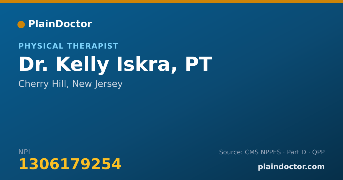 Shareable card for Kelly Iskra, PT - Physical Therapist, Cherry Hill, NJ