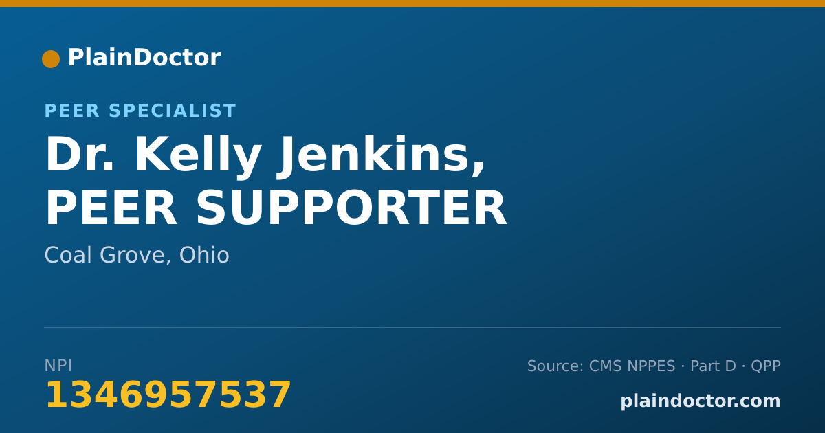 Shareable card for Kelly Jenkins, PEER SUPPORTER - Peer Specialist, Coal Grove, OH