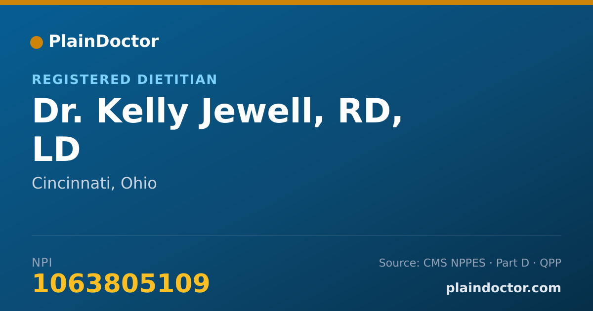 Shareable card for Kelly Jewell, RD, LD - Registered Dietitian, Cincinnati, OH