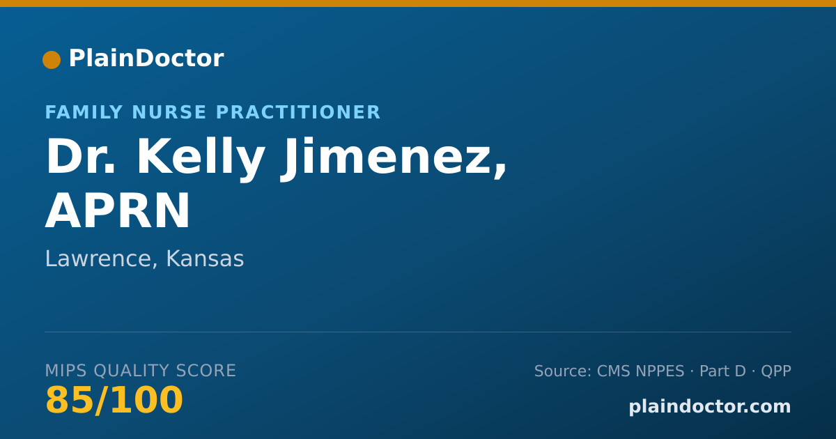 Shareable card for Kelly Jimenez, APRN - Family Nurse Practitioner, Lawrence, KS