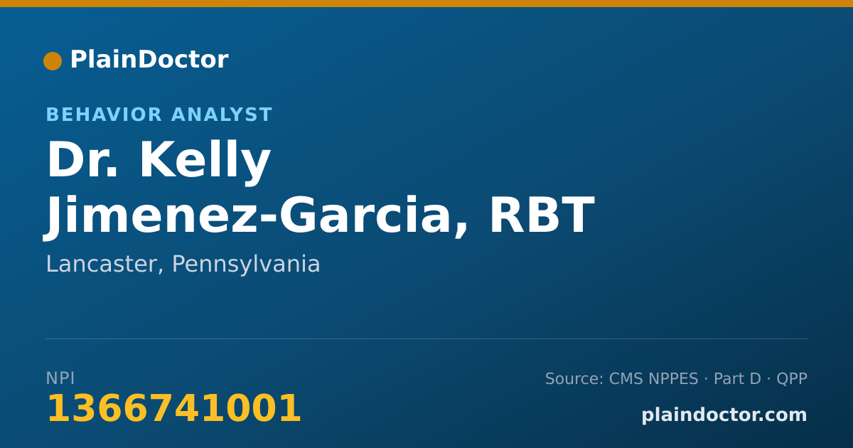 Shareable card for Kelly Jimenez-Garcia, RBT LBS - Behavior Analyst, Lancaster, PA