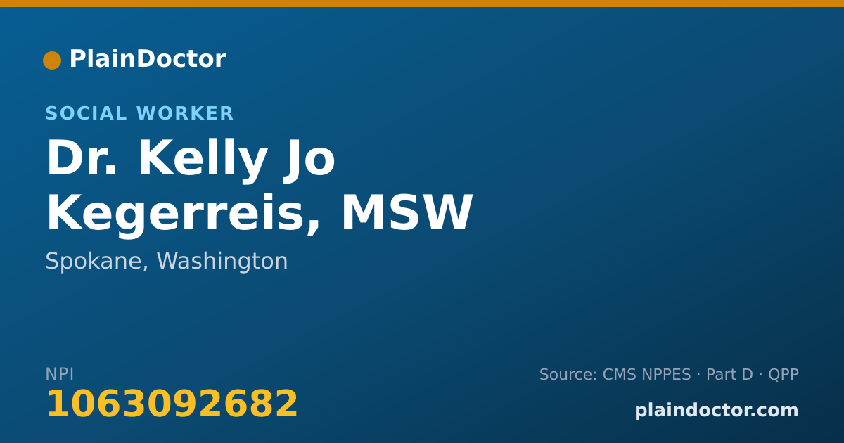 Shareable card for Kelly Jo Kegerreis, MSW - Social Worker, Spokane, WA