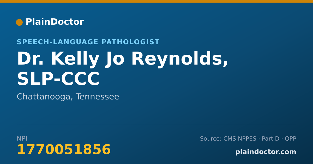 Shareable card for Kelly Jo Reynolds, SLP-CCC - Speech-Language Pathologist, Chattanooga, TN