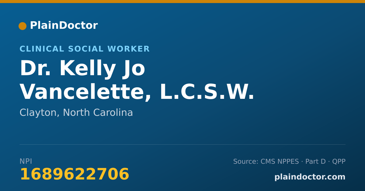 Shareable card for Kelly Jo Vancelette, L.C.S.W. - Clinical Social Worker, Clayton, NC