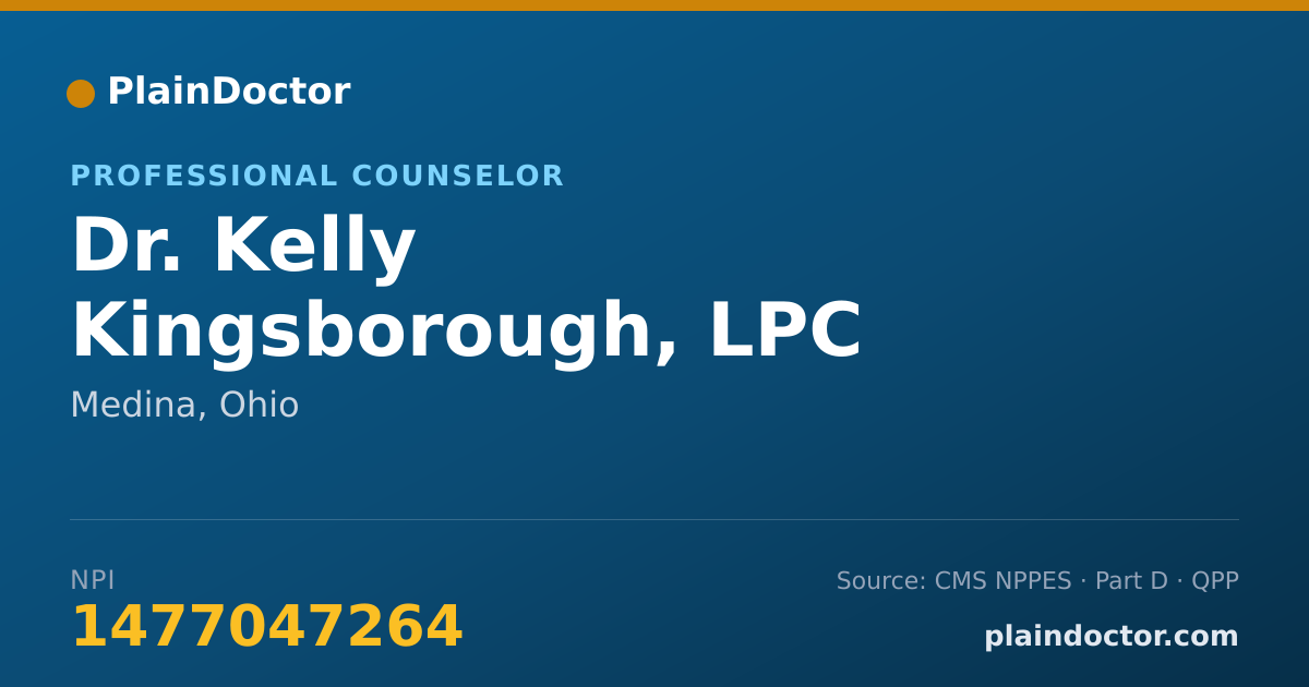Shareable card for Kelly Kingsborough, LPC - Professional Counselor, Medina, OH