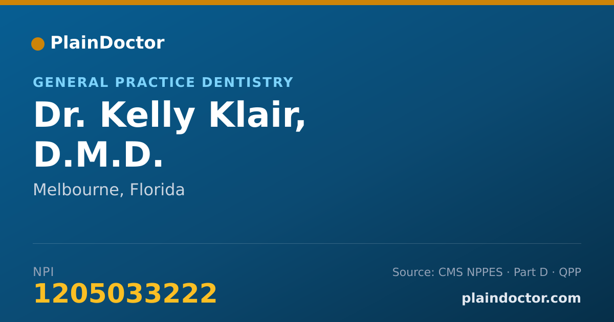 Shareable card for Kelly Klair, D.M.D. - General Practice Dentistry, Melbourne, FL