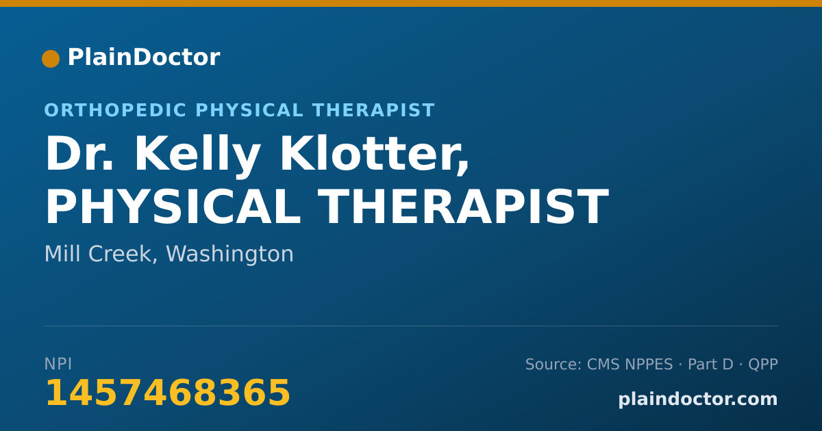 Shareable card for Kelly Klotter, PHYSICAL THERAPIST - Orthopedic Physical Therapist, Mill Creek, WA
