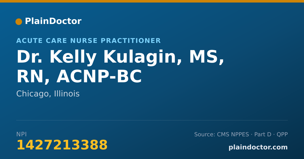 Shareable card for Kelly Kulagin, MS, RN, ACNP-BC - Acute Care Nurse Practitioner, Chicago, IL