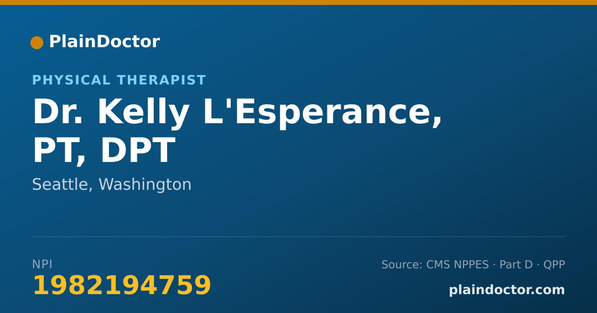 Shareable card for Kelly L'Esperance, PT, DPT - Physical Therapist, Seattle, WA