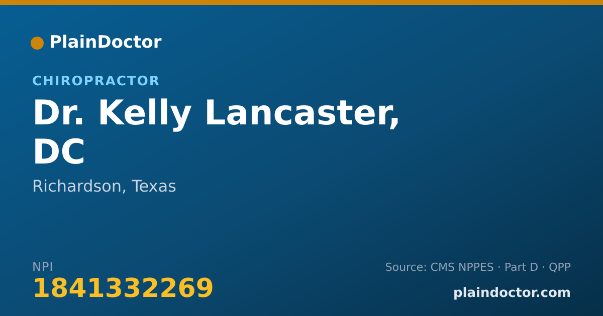 Shareable card for Kelly Lancaster, DC - Chiropractor, Richardson, TX