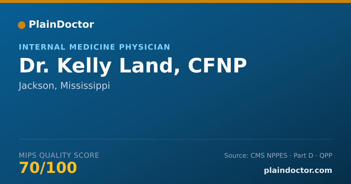 Shareable card for Kelly Land, CFNP - Internal Medicine Physician, Jackson, MS