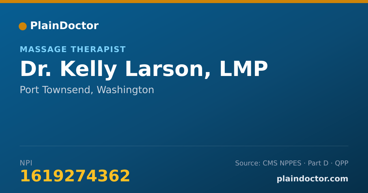 Shareable card for Kelly Larson, LMP - Massage Therapist, Port Townsend, WA