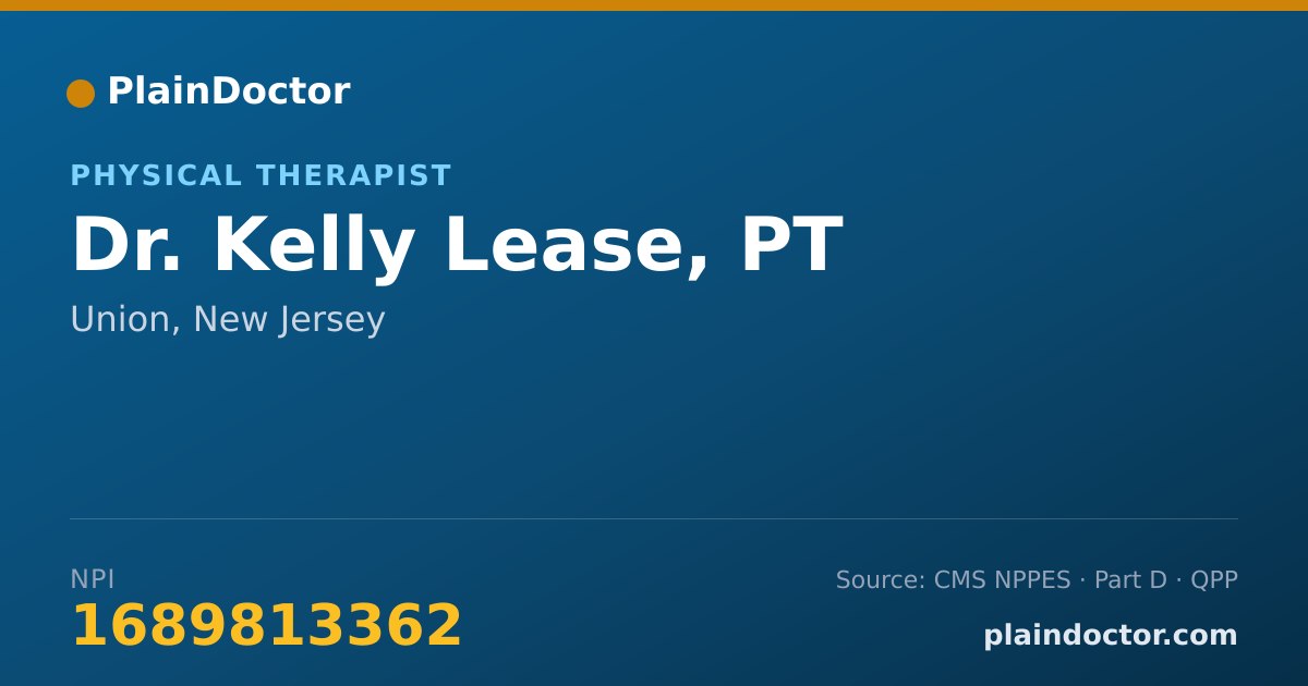 Shareable card for Kelly Lease, PT - Physical Therapist, Union, NJ