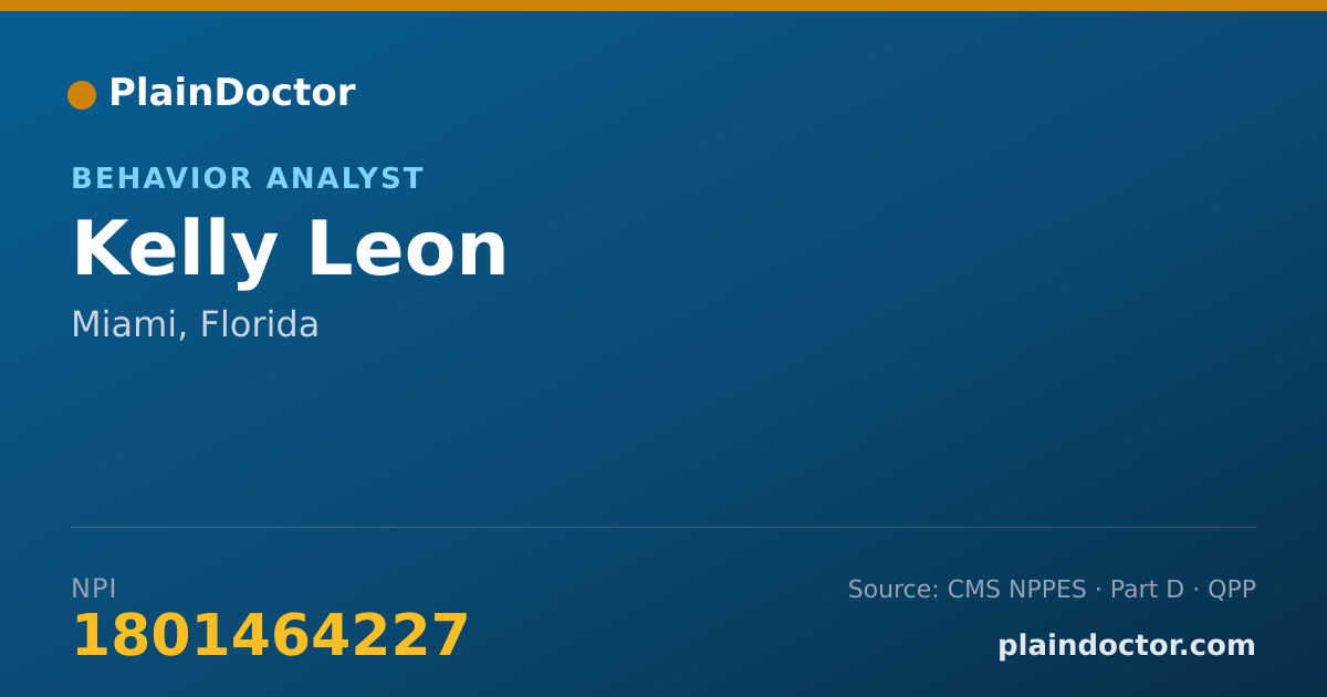 Shareable card for Kelly Leon - Behavior Analyst, Miami, FL