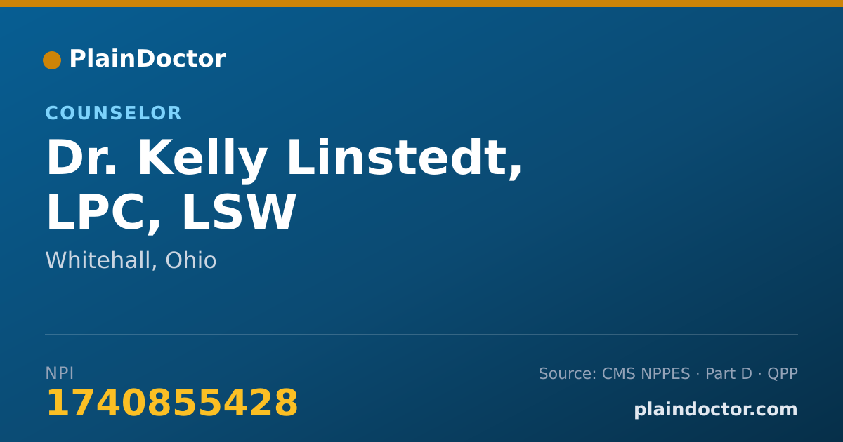 Shareable card for Kelly Linstedt, LPC, LSW - Counselor, Whitehall, OH