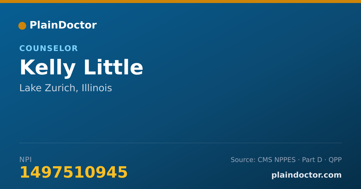 Shareable card for Kelly Little - Counselor, Lake Zurich, IL