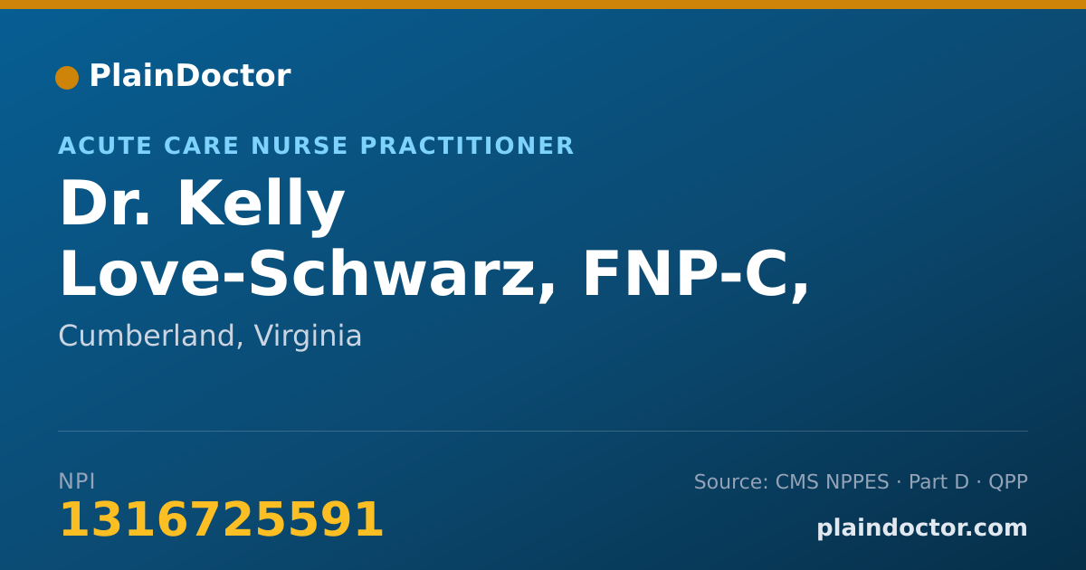 Shareable card for Kelly Love-Schwarz, FNP-C, AGACNP-BC - Acute Care Nurse Practitioner, Cumberland, VA