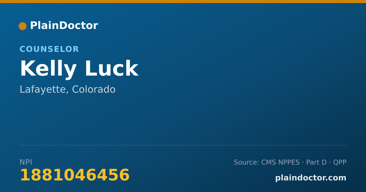 Shareable card for Kelly Luck - Counselor, Lafayette, CO
